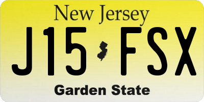 NJ license plate J15FSX