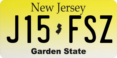 NJ license plate J15FSZ