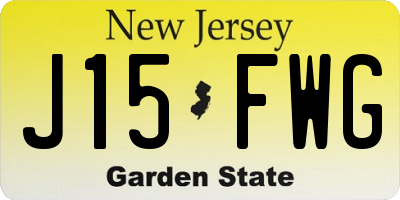 NJ license plate J15FWG
