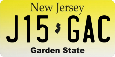NJ license plate J15GAC