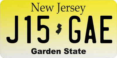 NJ license plate J15GAE