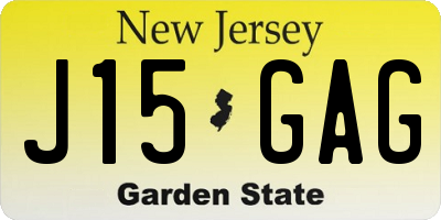 NJ license plate J15GAG