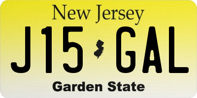 NJ license plate J15GAL