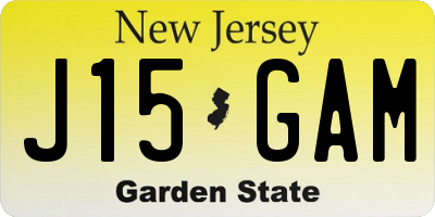NJ license plate J15GAM