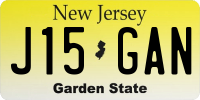 NJ license plate J15GAN