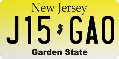 NJ license plate J15GAO