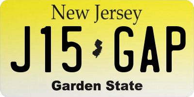 NJ license plate J15GAP