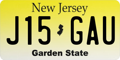 NJ license plate J15GAU