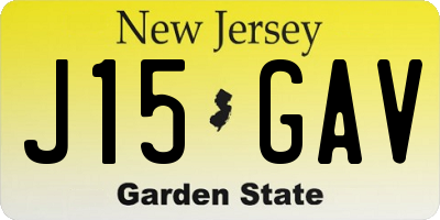 NJ license plate J15GAV