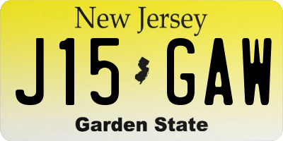NJ license plate J15GAW
