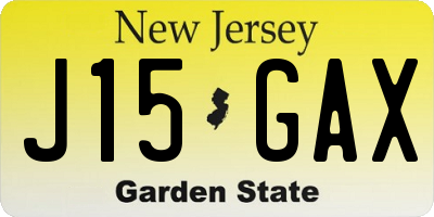 NJ license plate J15GAX