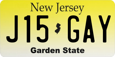 NJ license plate J15GAY