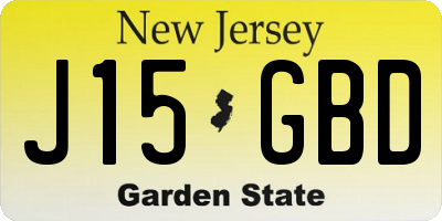 NJ license plate J15GBD