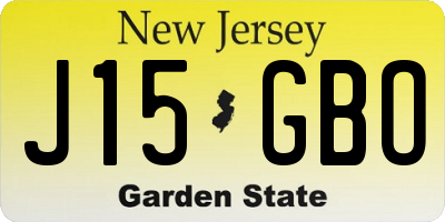 NJ license plate J15GBO