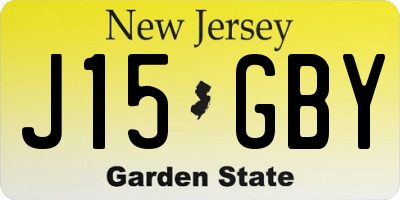 NJ license plate J15GBY