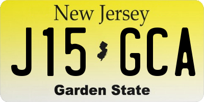 NJ license plate J15GCA