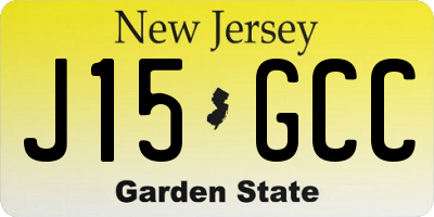 NJ license plate J15GCC