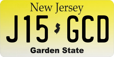 NJ license plate J15GCD