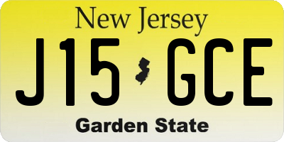 NJ license plate J15GCE