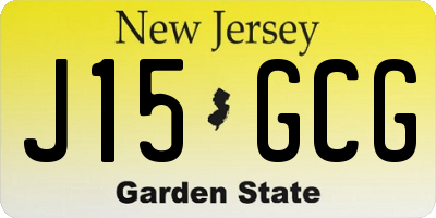 NJ license plate J15GCG