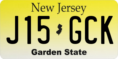 NJ license plate J15GCK