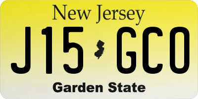 NJ license plate J15GCO