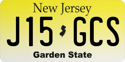 NJ license plate J15GCS