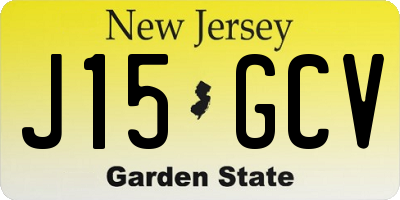 NJ license plate J15GCV