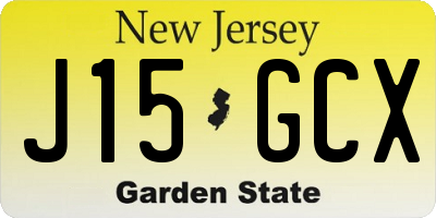 NJ license plate J15GCX