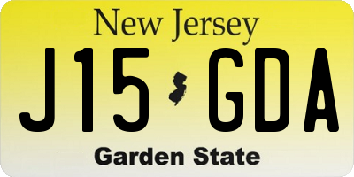 NJ license plate J15GDA