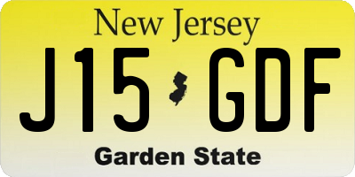 NJ license plate J15GDF
