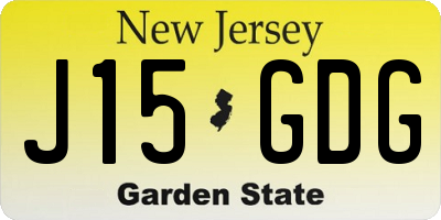 NJ license plate J15GDG