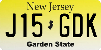 NJ license plate J15GDK