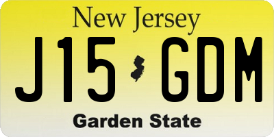 NJ license plate J15GDM