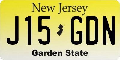 NJ license plate J15GDN
