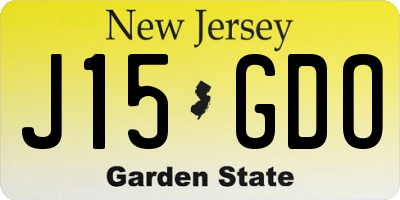 NJ license plate J15GDO