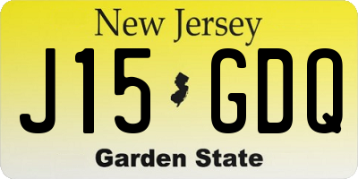 NJ license plate J15GDQ