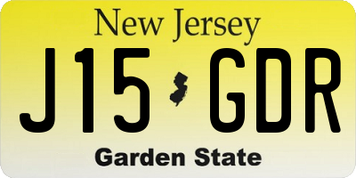 NJ license plate J15GDR