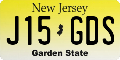 NJ license plate J15GDS