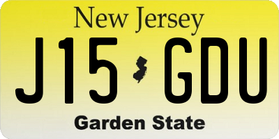 NJ license plate J15GDU