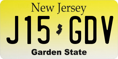 NJ license plate J15GDV