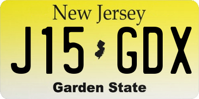 NJ license plate J15GDX