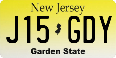 NJ license plate J15GDY