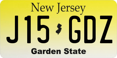 NJ license plate J15GDZ