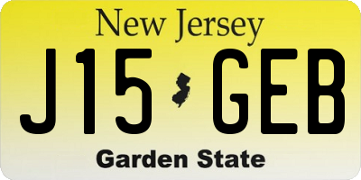 NJ license plate J15GEB