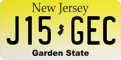NJ license plate J15GEC
