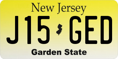 NJ license plate J15GED