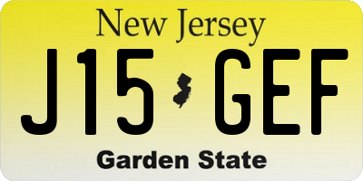 NJ license plate J15GEF