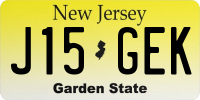 NJ license plate J15GEK