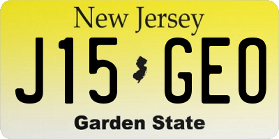 NJ license plate J15GEO